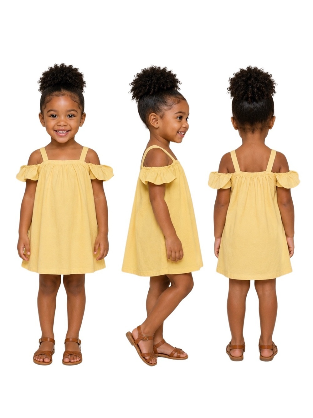 FOREVER 21 GIRLS COLD SHOULDER DRESS - YELLOW SIZE 5/6 (NEW WITH TAGS) A12